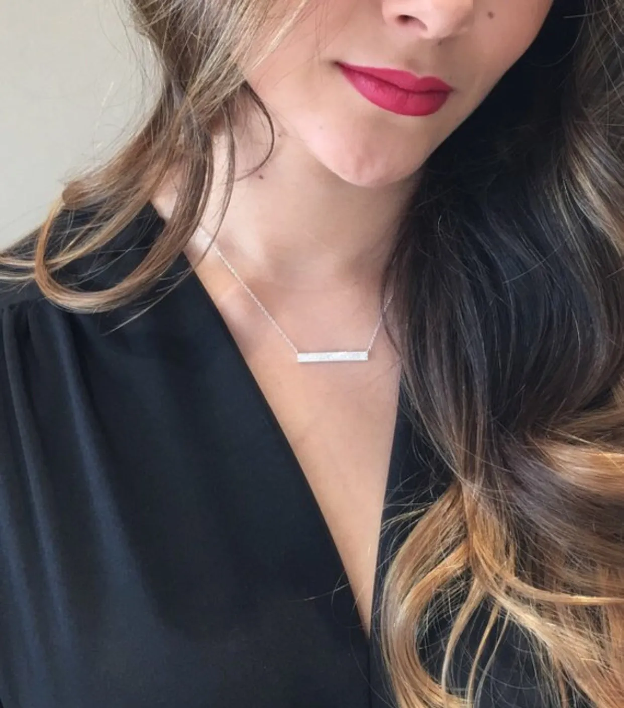 Pave Diamond Bar Necklace