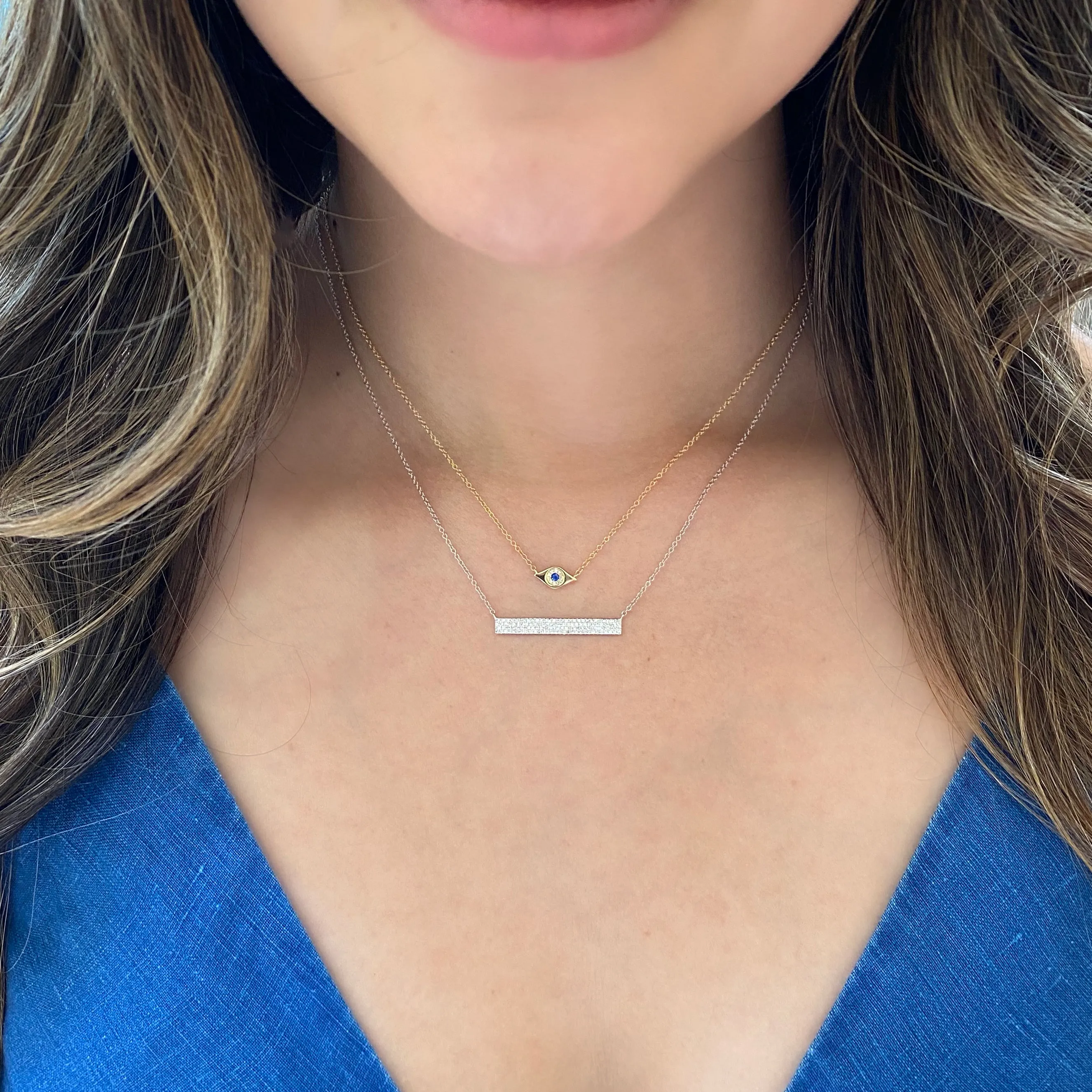 Pave Diamond Bar Necklace