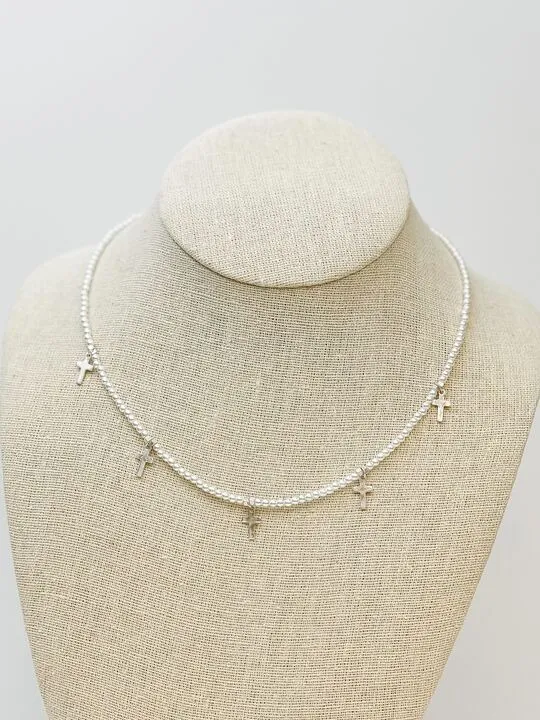 Pearl Strand Cross Station Necklaces