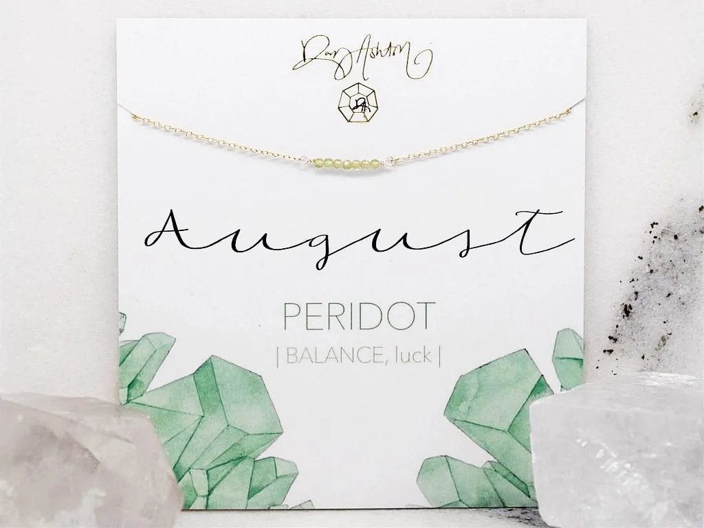 Peridot Bar Necklace - August