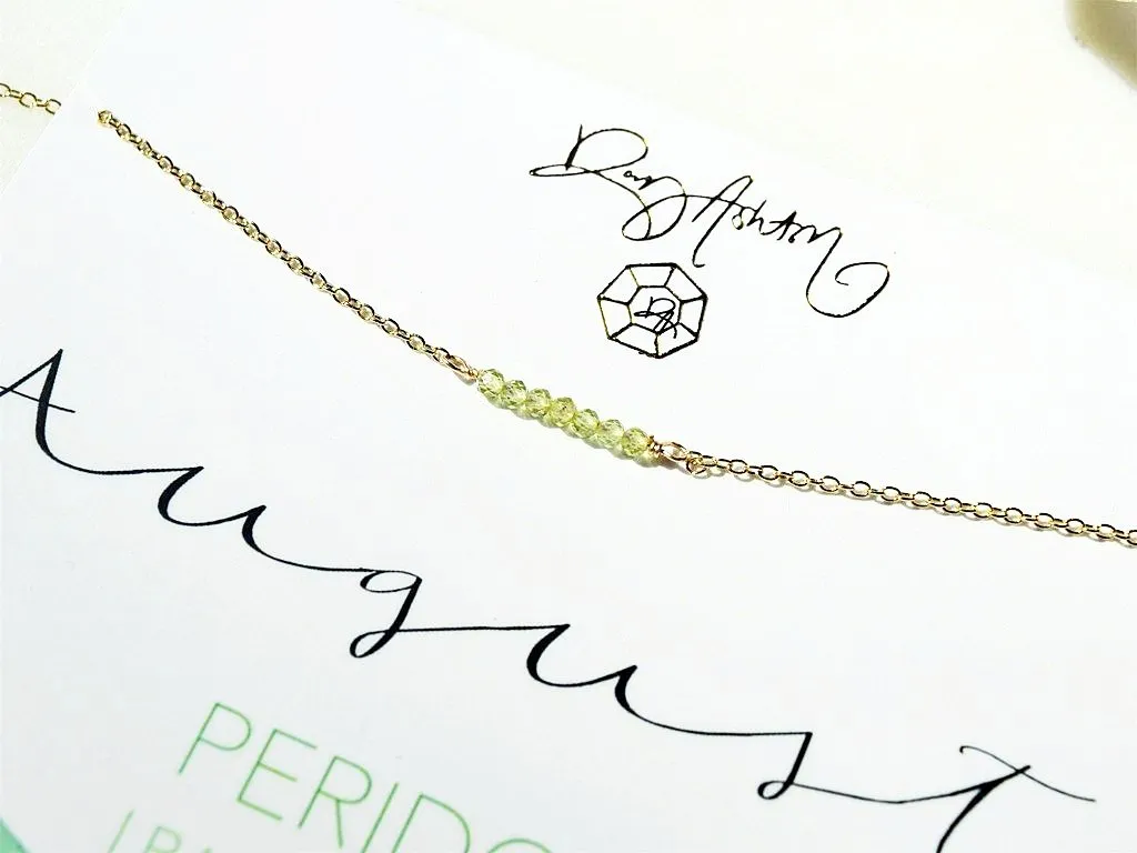 Peridot Bar Necklace - August