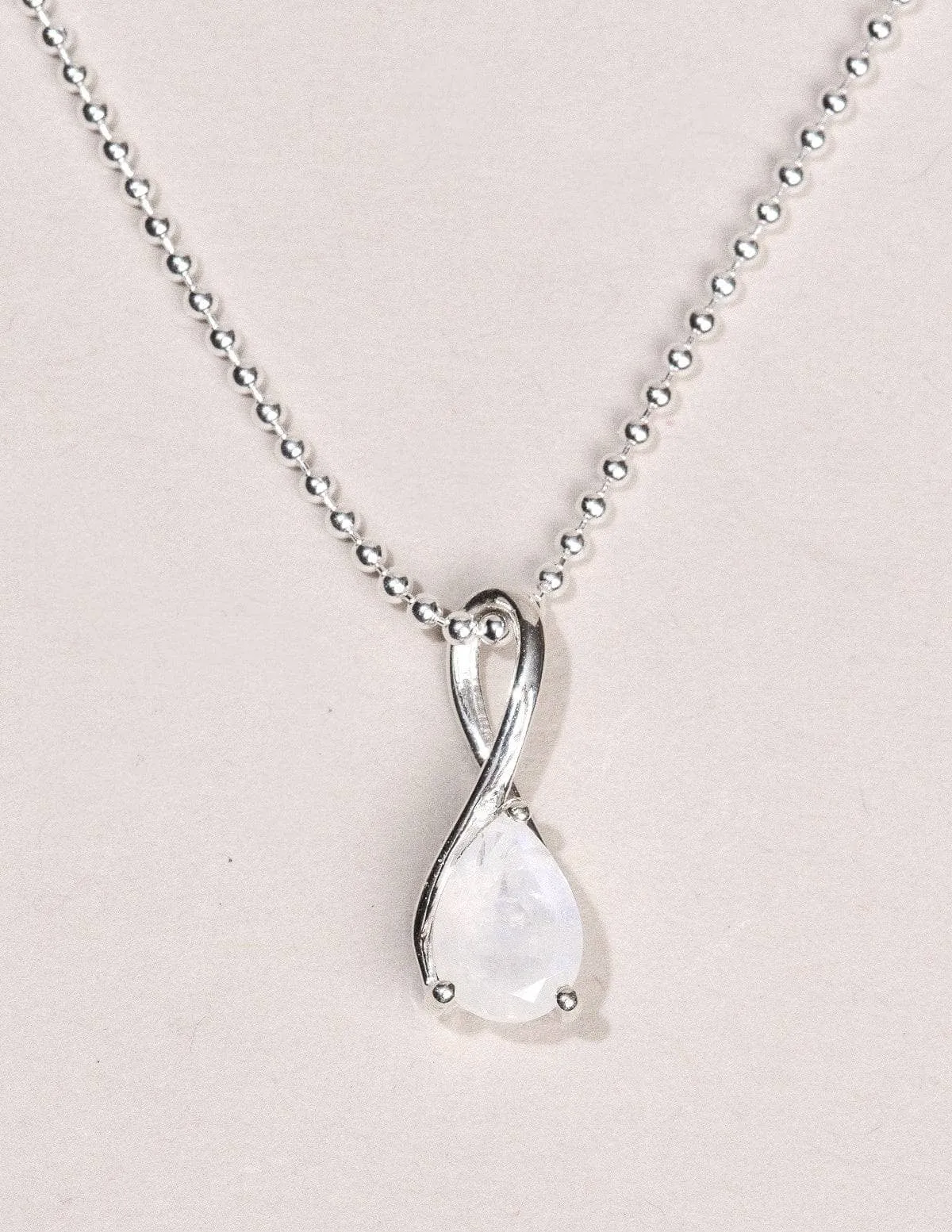 Petite Rainbow Moonstone Silver Necklace