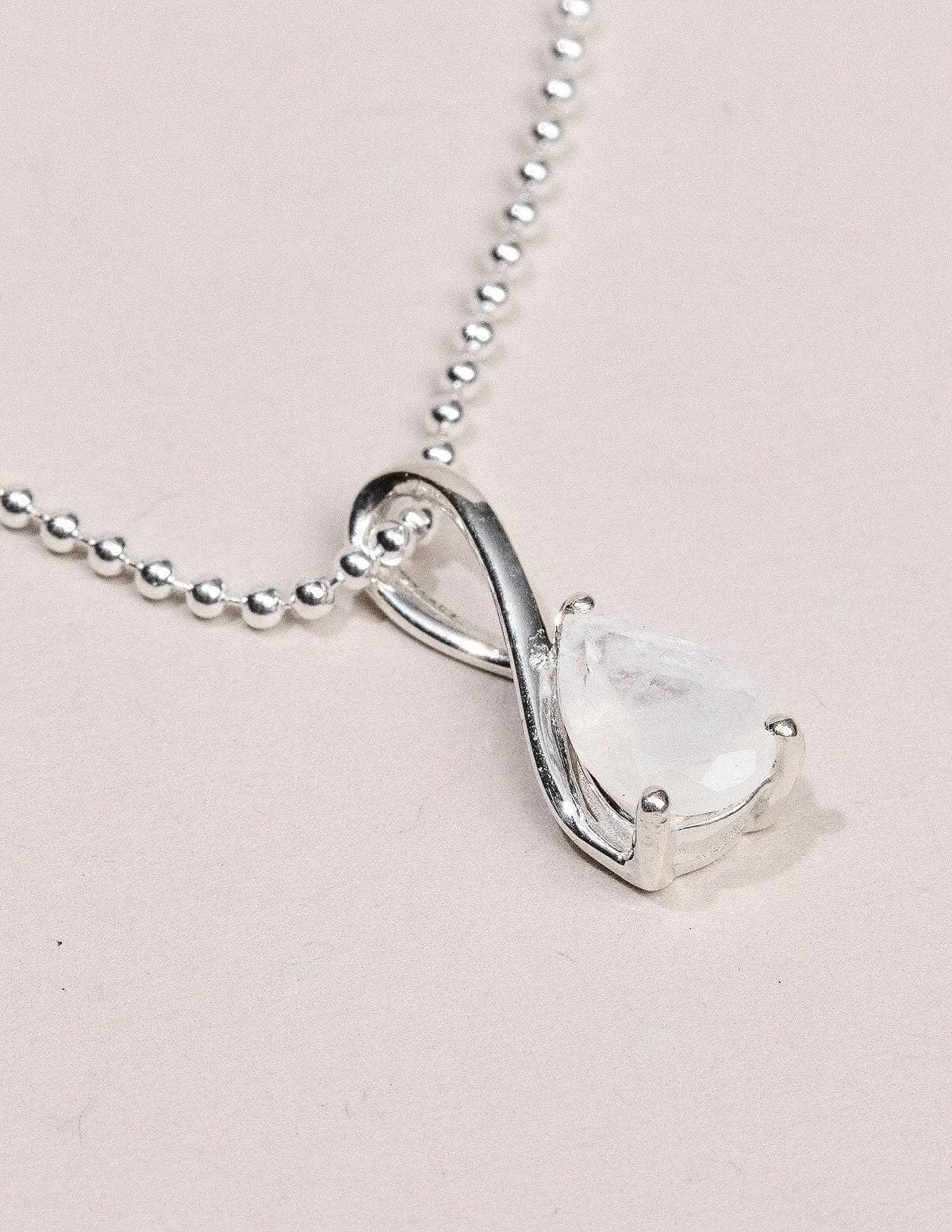 Petite Rainbow Moonstone Silver Necklace