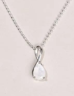Petite Rainbow Moonstone Silver Necklace