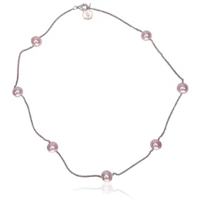 Pink Freshwater Pearl & Chain Necklace