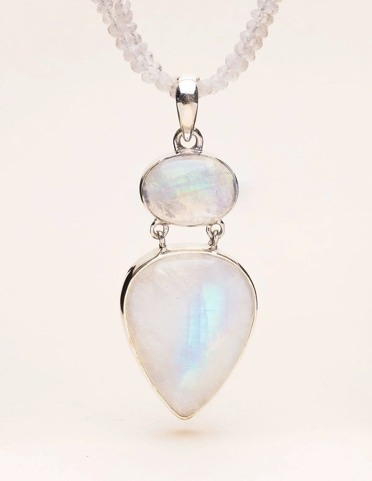 Rainbow Moonstone Beaded Necklace