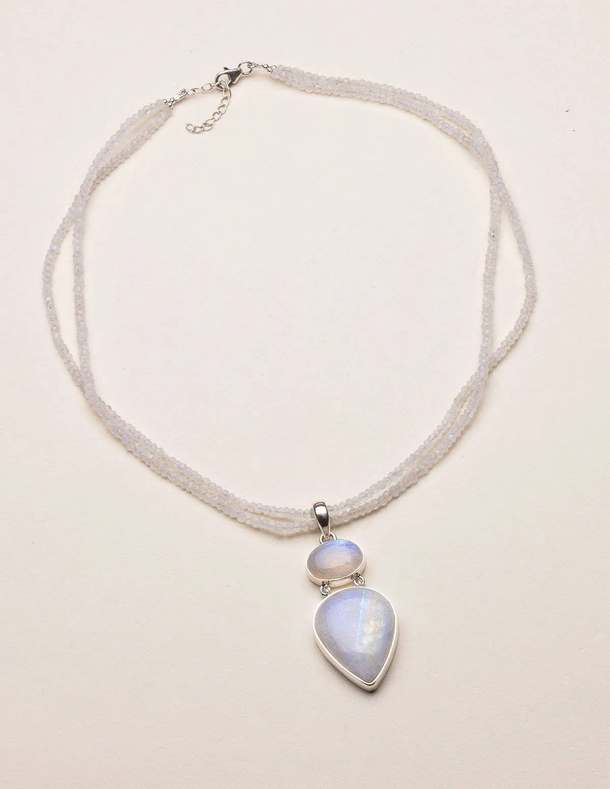 Rainbow Moonstone Beaded Necklace