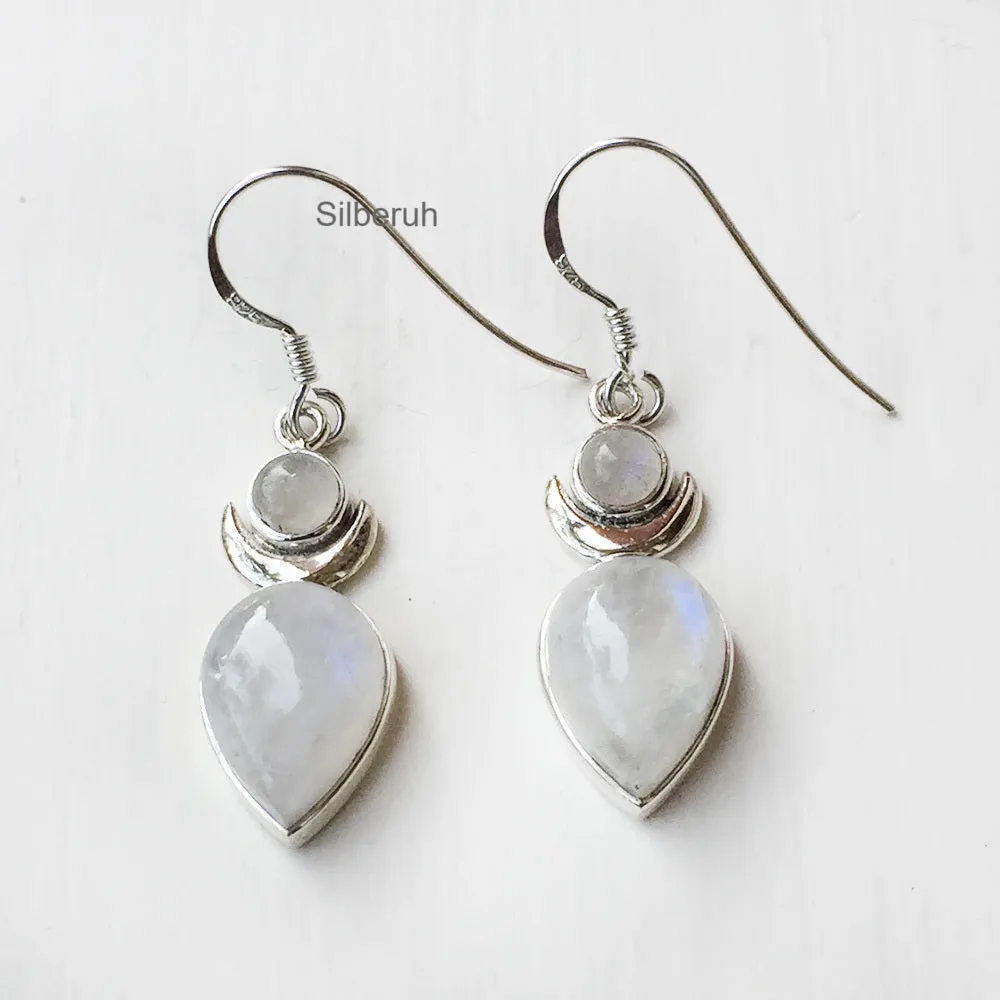 Rainbow Moonstone Chand Silver Earring