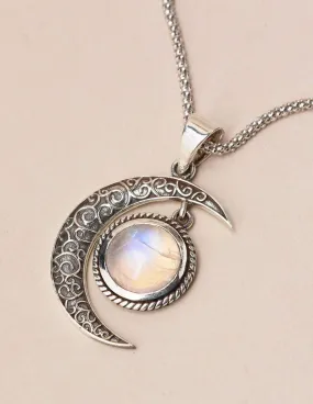 Rainbow Moonstone Silver Pendant