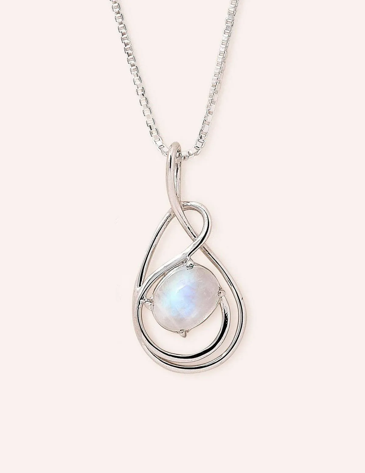 Rainbow Moonstone Silver Wrapped Pendant