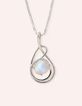 Rainbow Moonstone Silver Wrapped Pendant