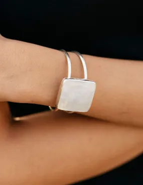 Rainbow Moonstone Square Gemstone Cuff - One Of A Kind