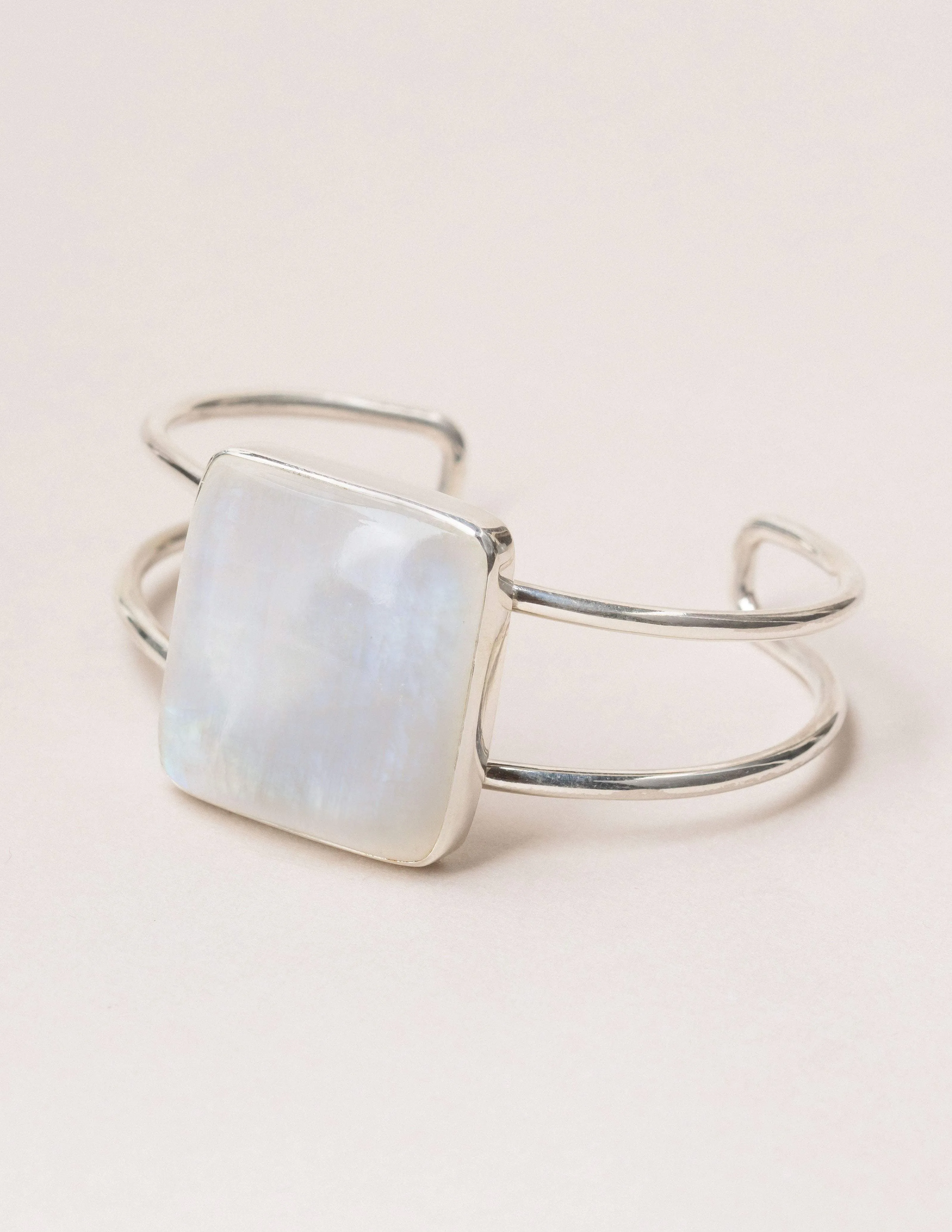 Rainbow Moonstone Square Gemstone Cuff - One Of A Kind
