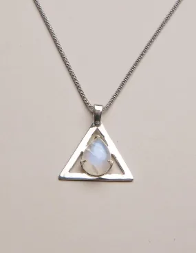 Rainbow Moonstone Triangle Pendant