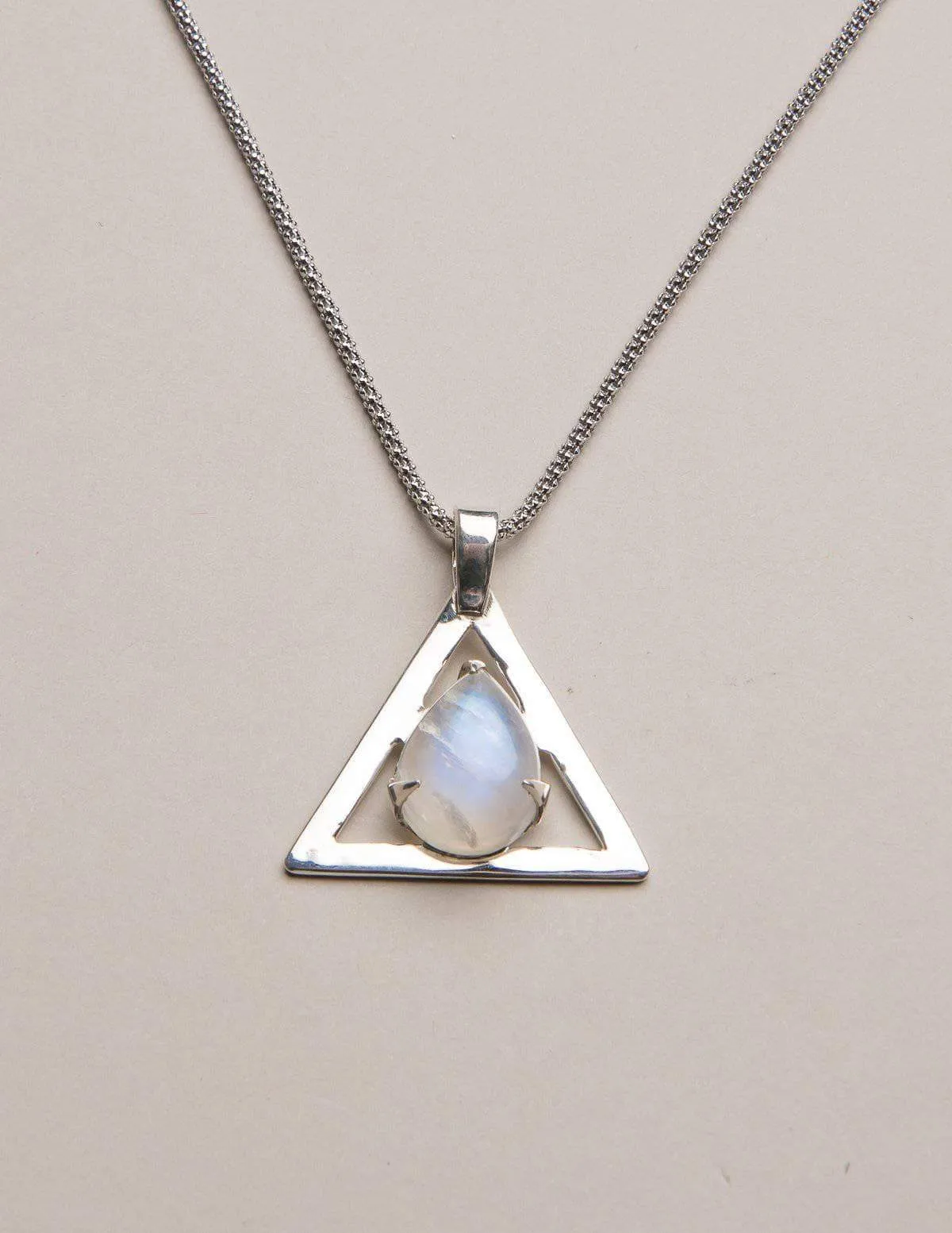 Rainbow Moonstone Triangle Pendant
