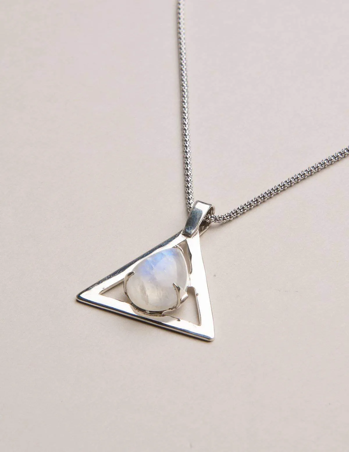 Rainbow Moonstone Triangle Pendant