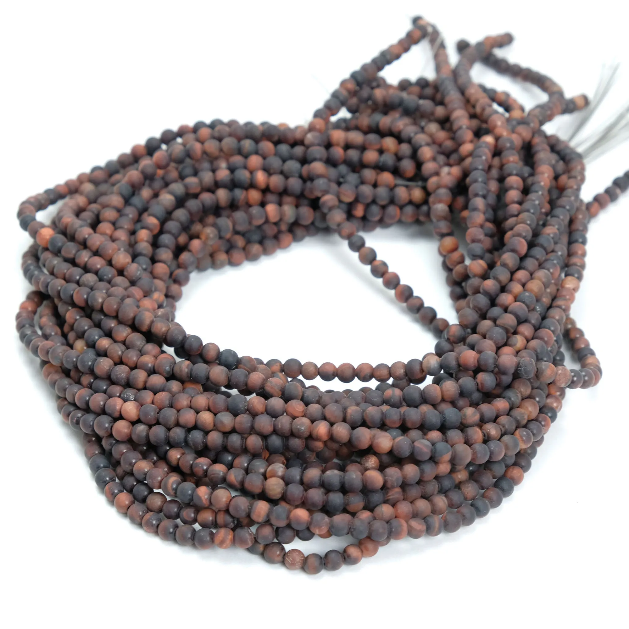 Red Tiger's Eye 5mm Matte Smooth Rounds