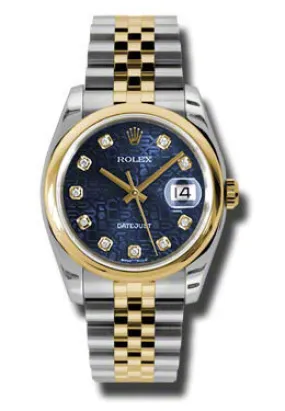 Rolex Datejust 36 Blue Dial Stainless Steel and 18K Yellow Gold Jubilee Bracelet Automatic Men's Watch 116203BLJDJ