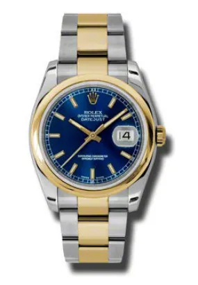 Rolex Datejust 36 Blue Dial Stainless Steel and 18K Yellow Gold Oyster Bracelet Automatic Men's Watch 116203BLSO