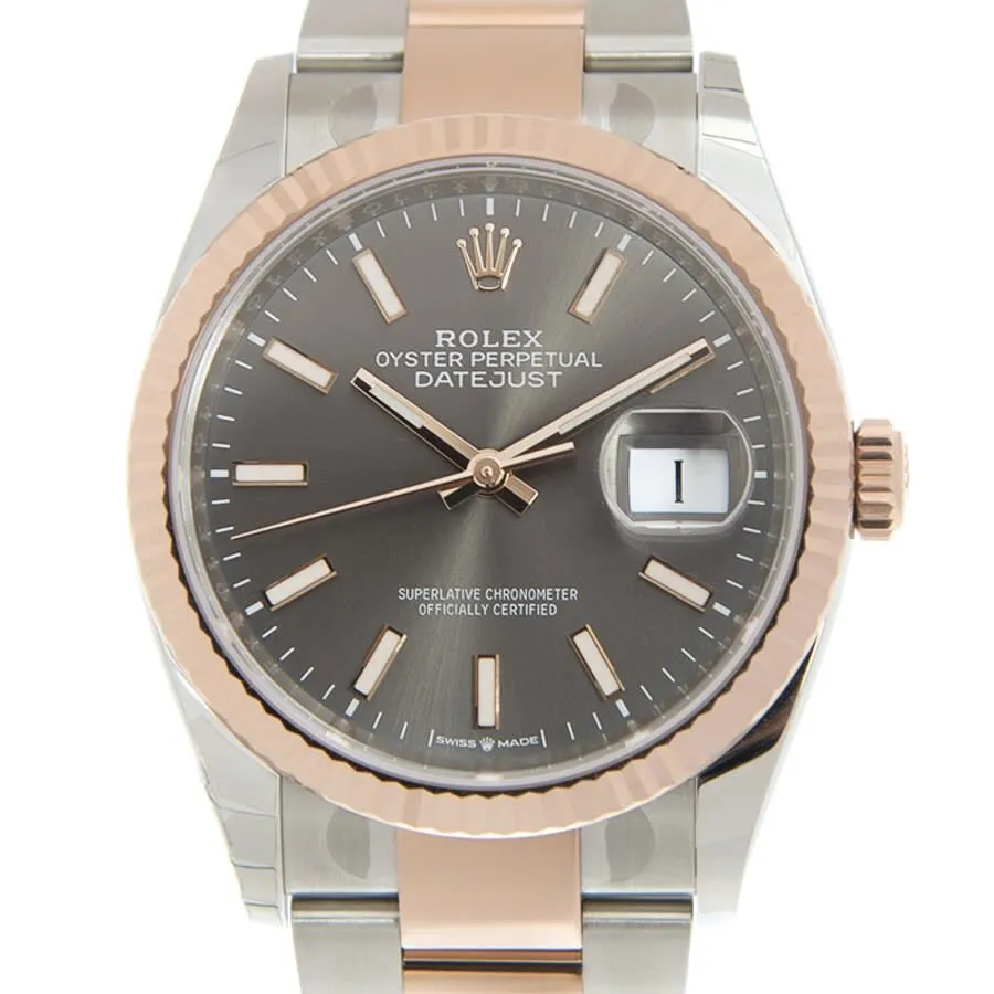 Rolex Datejust 36 Dark Rhodium Dial Automatic Men's Steel and 18k Everose Gold Oyster Watch 126231DRSO
