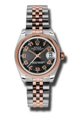 Rolex Datejust Lady 31 Black Concentric Circle Dial Stainless Steel and 18K Everose Gold Jubilee Bracelet Automatic Watch 178241BKCAJ