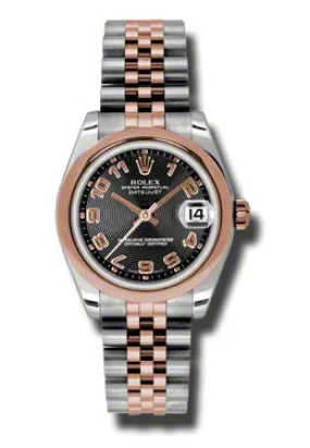 Rolex Datejust Lady 31 Black Concentric Circle Dial Stainless Steel and 18K Everose Gold Jubilee Bracelet Automatic Watch 178241BKCAJ