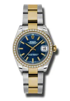 Rolex Datejust Lady 31 Blue Dial Stainless Steel and 18K Yellow Gold Oyster Bracelet Automatic Watch 178383BLSO