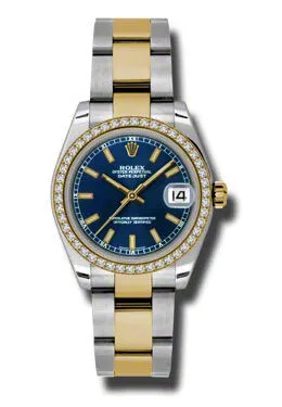 Rolex Datejust Lady 31 Blue Dial Stainless Steel and 18K Yellow Gold Oyster Bracelet Automatic Watch 178383BLSO