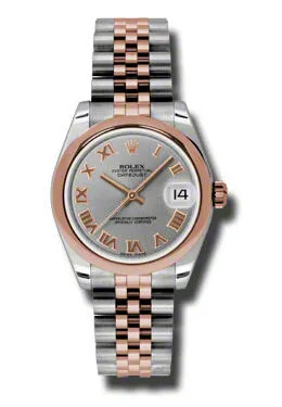 Rolex Datejust Lady 31 Grey Dial Stainless Steel and 18K Everose Gold Jubilee Bracelet Automatic Watch 178241GRJ