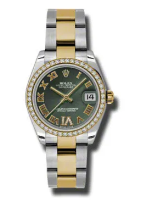 Rolex Datejust Lady 31 Olive Green Dial Stainless Steel and 18K Yellow Gold Oyster Bracelet Automatic Watch 178383GNRDO