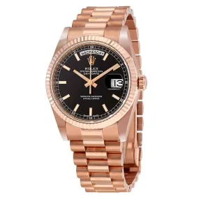 Rolex Day-Date Black Dial 18K Everose Gold President Automatic Men's Watch 118235BKSP