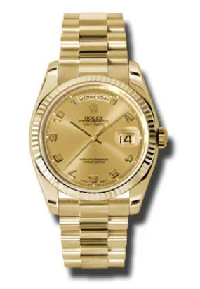 Rolex Day-Date Champagne Dial 18K Yellow Gold President Automatic Men's Watch 118238CAP