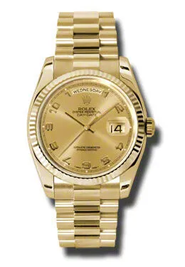 Rolex Day-Date Champagne Dial 18K Yellow Gold President Automatic Men's Watch 118238CAP