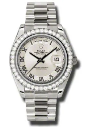 Rolex Day-Date II Ivory Concentric Dial 18K White Gold President Automatic Men's Watch 218349IVCRP