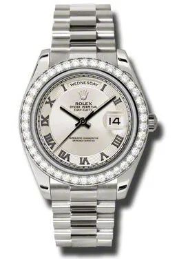 Rolex Day-Date II Ivory Concentric Dial 18K White Gold President Automatic Men's Watch 218349IVCRP