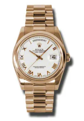 Rolex Day-Date White Dial 18K Everose Gold President Automatic Men's Watch 118205WRP