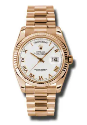 Rolex Day-Date White Dial 18K Everose Gold President Automatic Men's Watch 118235WRP