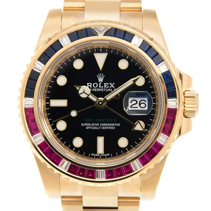 Rolex GMT-Master II Automatic Gem Set Bezel Black Dial Men's Watch 116748SA