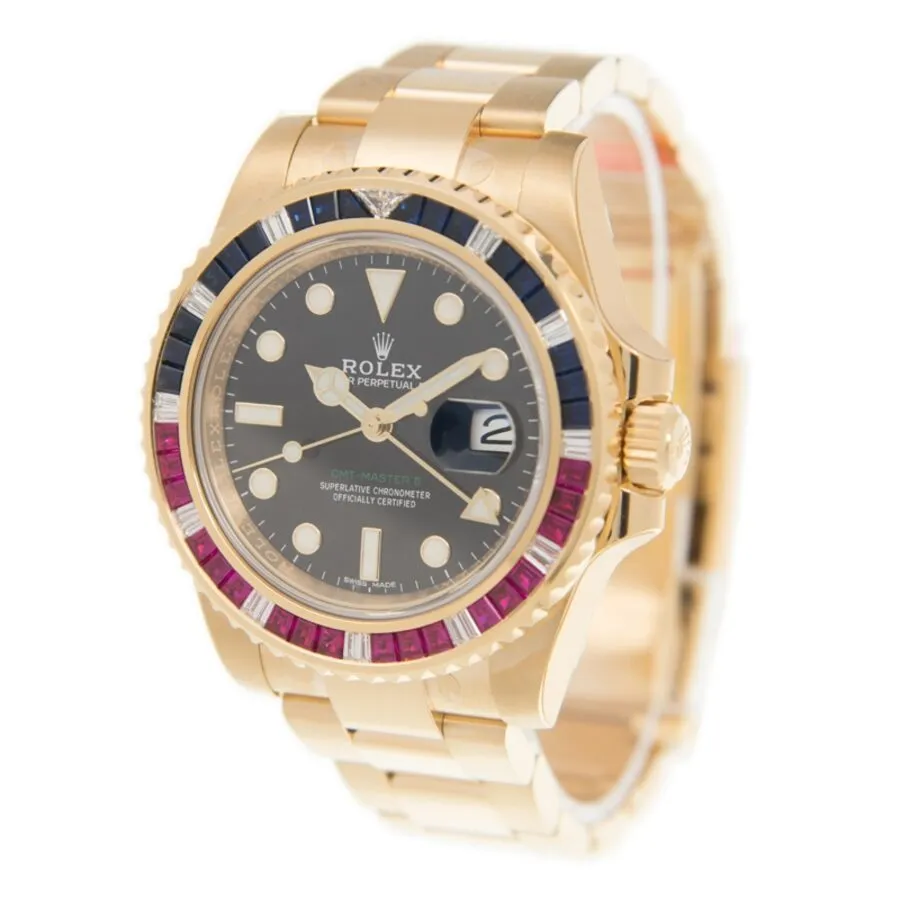 Rolex GMT-Master II Automatic Gem Set Bezel Black Dial Men's Watch 116748SA