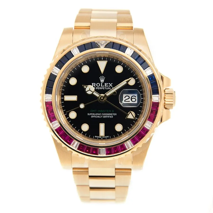 Rolex GMT-Master II Automatic Gem Set Bezel Black Dial Men's Watch 116748SA