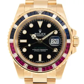 Rolex GMT-Master II Automatic Gem Set Bezel Black Dial Men's Watch 116748SA