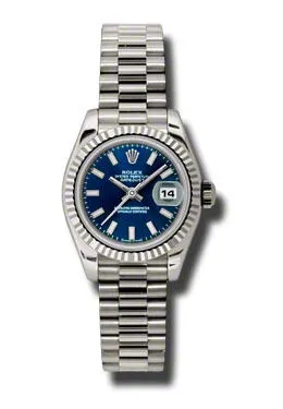 Rolex Lady-Datejust 26 Blue Dial 18K White Gold President Automatic Ladies Watch 179179BLSP