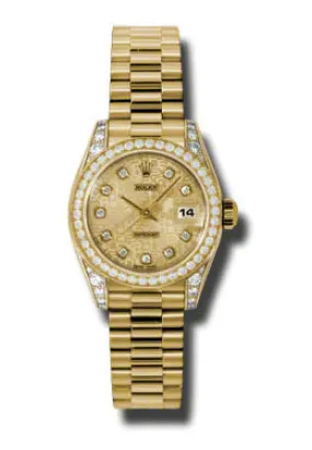 Rolex Lady-Datejust 26 Champagne Dial 18K Yellow Gold President Automatic Ladies Watch 179158CJDP