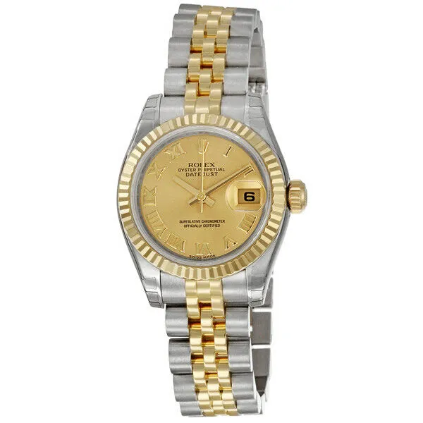 Rolex Lady Datejust 26 Champagne Dial Stainless Steel and 18K Yellow Gold Jubilee Bracelet Automatic Watch 179173CRJ
