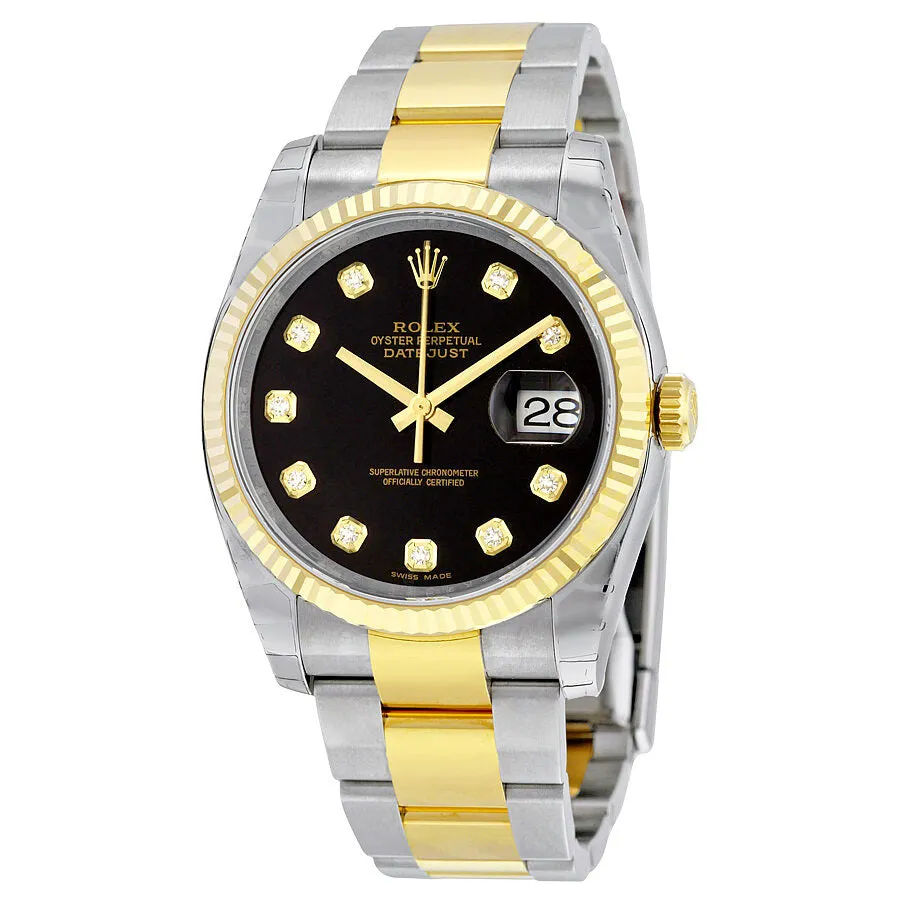 Rolex Oyster Perpetual Datejust 36 Black Dial Stainless Steel and 18K Yellow Gold Bracelet Automatic Men's Watch 116233BKDO
