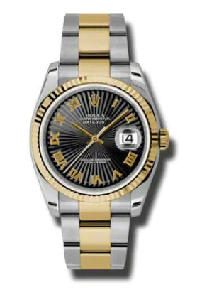 Rolex Oyster Perpetual Datejust 36 Black Dial Stainless Steel and 18K Yellow Gold Bracelet Automatic Men's Watch 116233BKSBRO