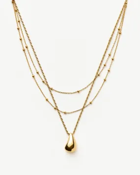 Savi Droplet Pendant & Double Necklace Set | 18k Gold Vermeil