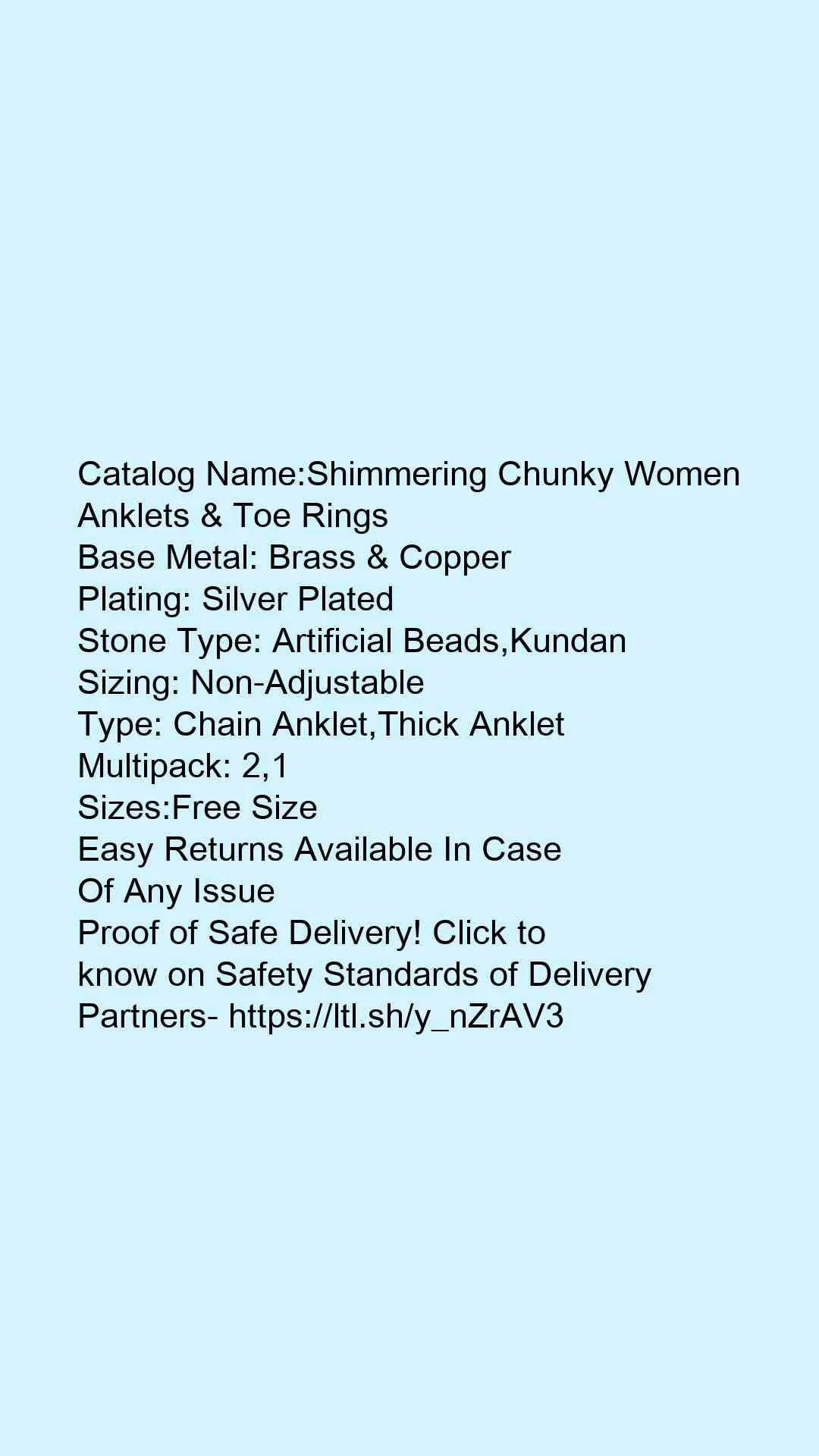 Shimmering Chunky Women Anklets & Toe Rings