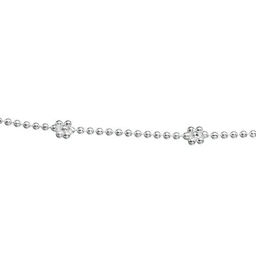 Silver Anklet with Flower and Heart Design
