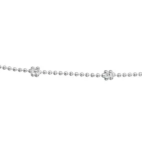 Silver Anklet with Flower and Heart Design